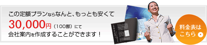 30,000円(100部)から作成できる会社案内の料金表はこちら